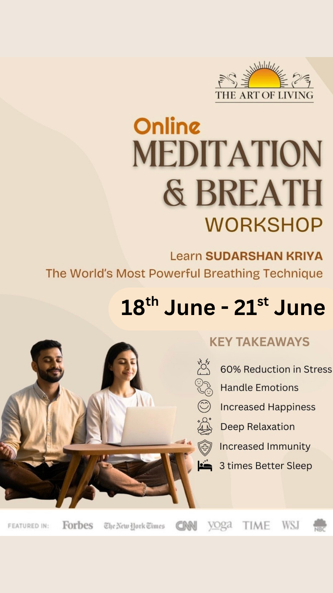 Art of Living Happiness Program – Sudarshan Kriya breathing workshop